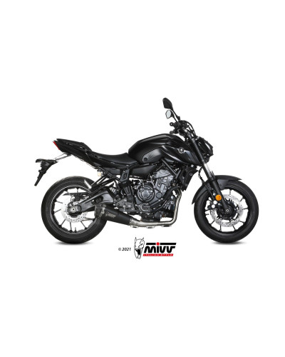 Full system Mivv Delta Race Black Euro5 black stainless steel exhaust for Yamaha MT-07 / FZ-07 2021-2024