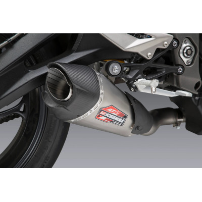 STREET TRIPLE 18-23 YOSHIMURA AT2 STAINLESS SLIP-ON EXHAUST, W/ STAINLESS MUFFLER