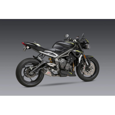 STREET TRIPLE 18-23 YOSHIMURA AT2 STAINLESS SLIP-ON EXHAUST, W/ STAINLESS MUFFLER