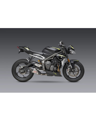 STREET TRIPLE 18-23 YOSHIMURA AT2 STAINLESS SLIP-ON EXHAUST, W/ STAINLESS MUFFLER