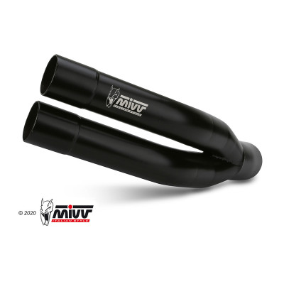 MIVV | Slip-On exhaust DOUBLE GUN Stainless Black for Benelli 502C 2019-2024
