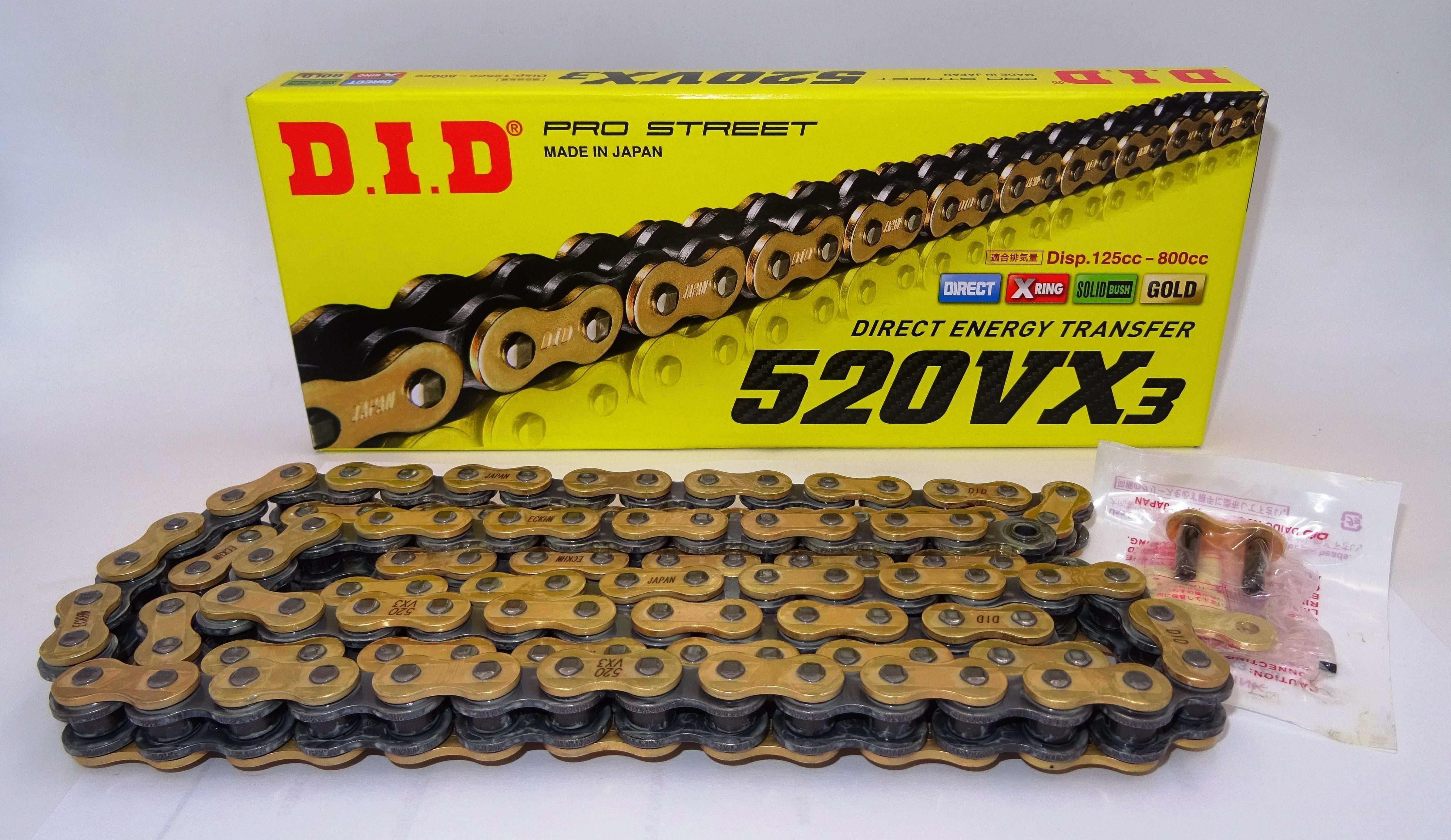 520VX3 DID ゴールド　チェーン　110L CBX 400F ゼファー ☆DIDチェーン☆520VX3-110☆NSR250R CBX400F RG250Γ ゼファー